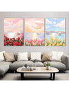 Botanical Bliss: 3-Piece Frameless Plant Wall Art Set for Modern Living Spaces