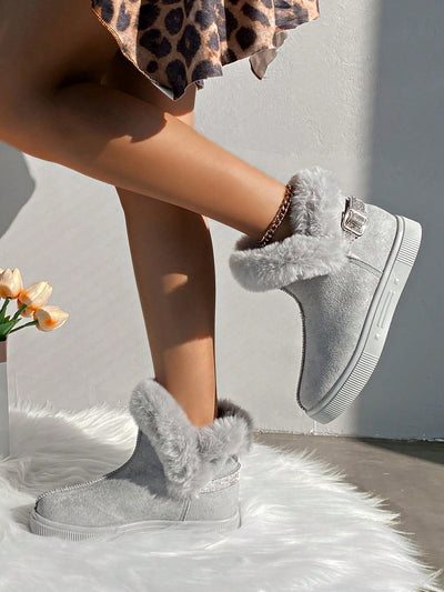 Cozy Chic: Women's Waterproof Faux Fur Snow Boots for Autumn & Winter