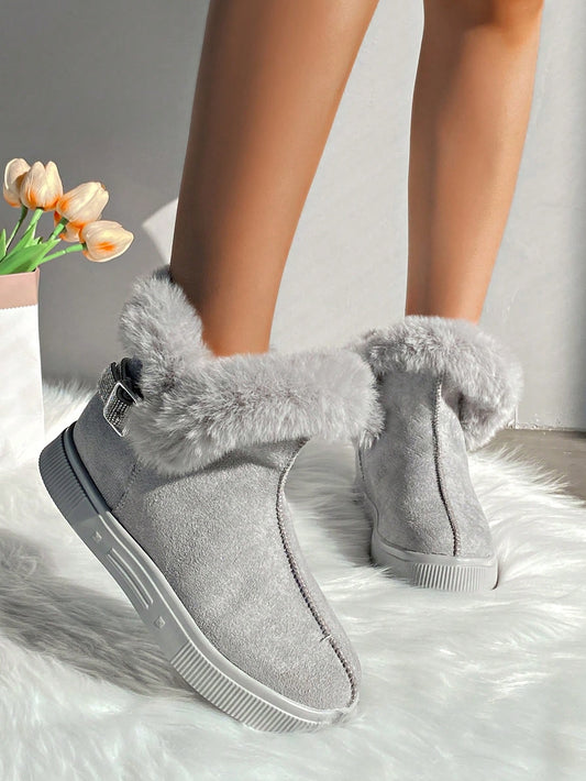 Cozy Chic: Women's Waterproof Faux Fur Snow Boots for Autumn & Winter