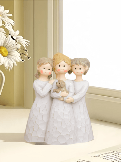 Charming Small Family Resin Statue - Perfect Decorative Accent for Home and Desk