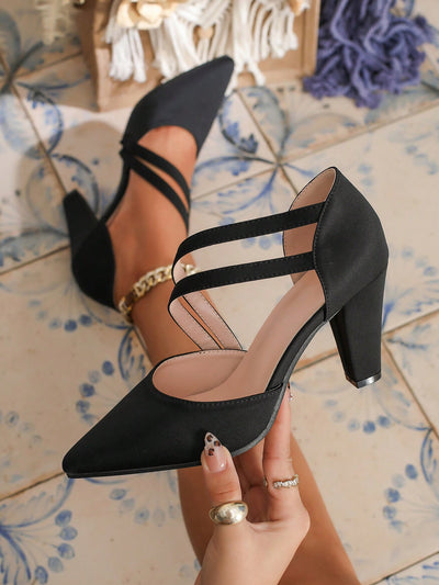 Chic Hollow-Out High-Heeled Sandals with Ankle Straps