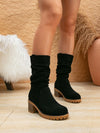 Retro Chic Mid-Calf Western Boots: Suede Casual Riding Style for Fall/Winter