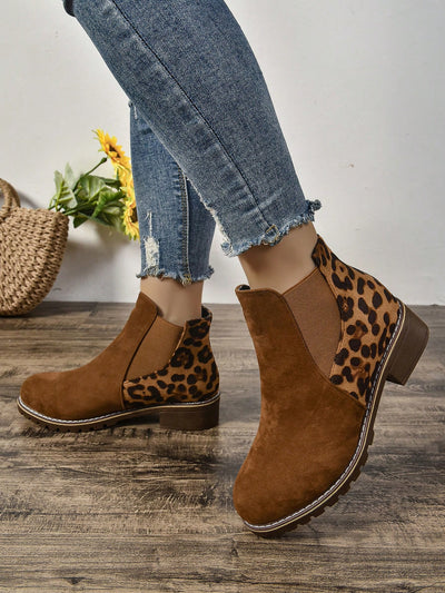 Chic Women's Round Toe Chelsea Ankle Boots with Chunky Low Heels