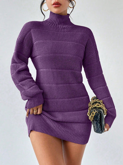 Cozy Chic: Women's Autumn & Winter Stand Collar Pullover Sweater Dress