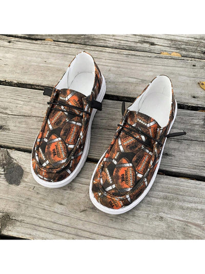 Chic & Comfortable Canvas Skater Shoes with Unique Football Print – Perfect for All Seasons!