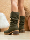 Retro Chic Mid-Calf Western Boots: Suede Casual Riding Style for Fall/Winter