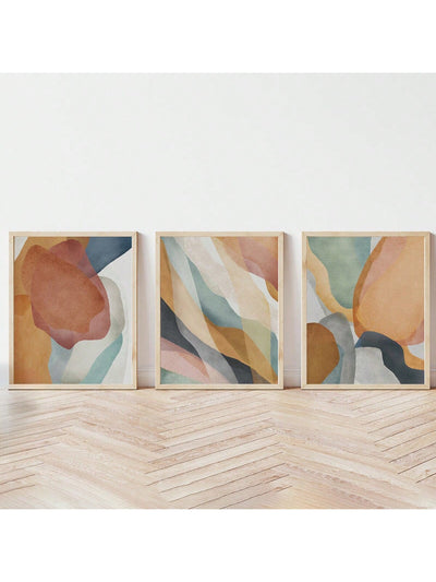 Modern Elegance: 3-Piece Unframed Abstract Art Canvas Set for Stylish Home Decor