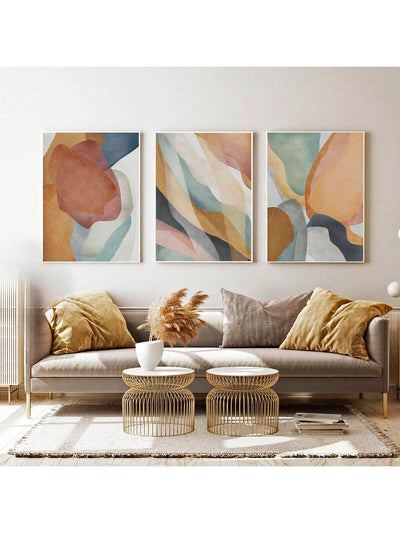 Modern Elegance: 3-Piece Unframed Abstract Art Canvas Set for Stylish Home Decor