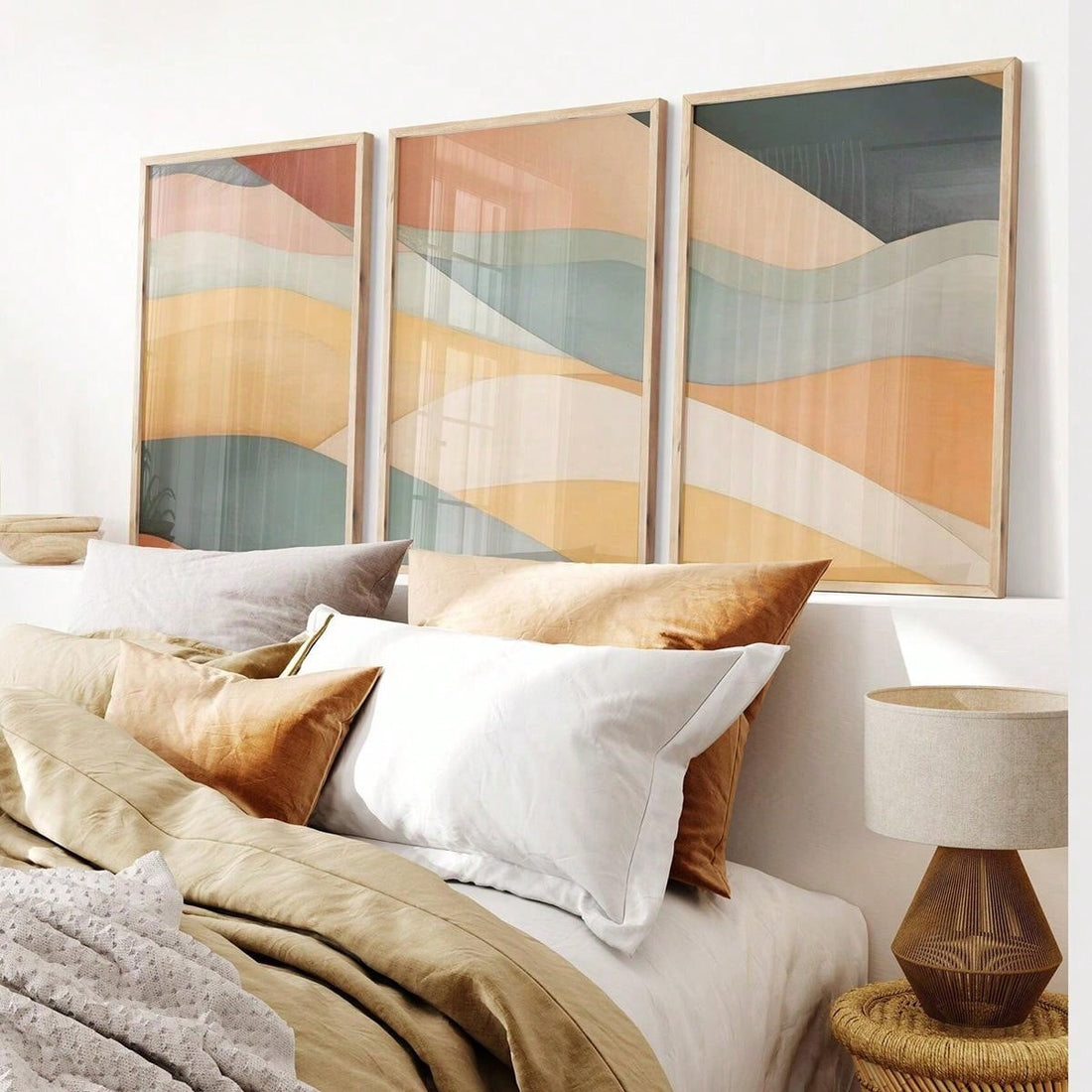 Elevate your home decor with our Modern Elegance 3-piece unframed abstract art canvas set. Perfect for adding a touch of sophistication to any room, these pieces feature a contemporary design and high-quality canvas material. Create a modern and stylish ambiance in your space with this elegant set.