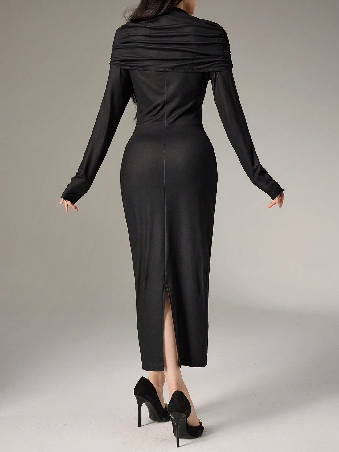 Get ready to wow in our Elegant Ruched Split-Back Fitted Long Evening Dress! Featuring a flattering ruched design and stunning split-back details, this dress is perfect for any formal occasion. Available in a variety of solid colors, this dress is sure to turn heads. You'll feel confident and beautiful all night long.