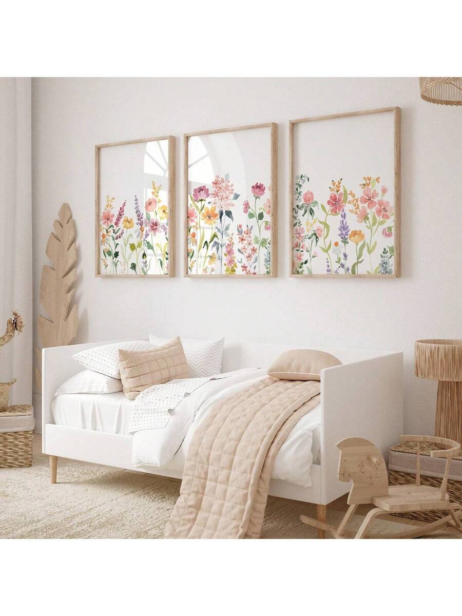 Transform your walls with this stunning 3-piece floral watercolor canvas set. Each print features vibrant botanical designs rendered in soft, flowing watercolor tones that bring nature's beauty indoors. The coordinated collection works perfectly as a gallery wall or spread throughout your home for cohesive, artistic décor. 
