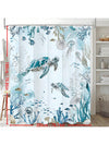 Teal Blue Ocean Sea Turtle Shower Curtain - Beachy Coastal Decor for Your Bathroom