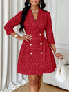 Chic and Sophisticated: Double-Breasted Pleated Hem Blazer Dress