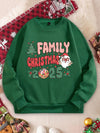 Festive Green Couple's Crew Neck Sweatshirt - Trendy Christmas Letter Print Fleece