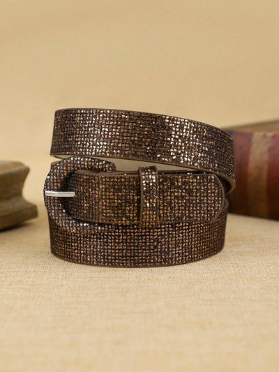 Chic Bohemian Glitter Buckle Waist Belt - Stylish PU Accessory for Everyday Fashion