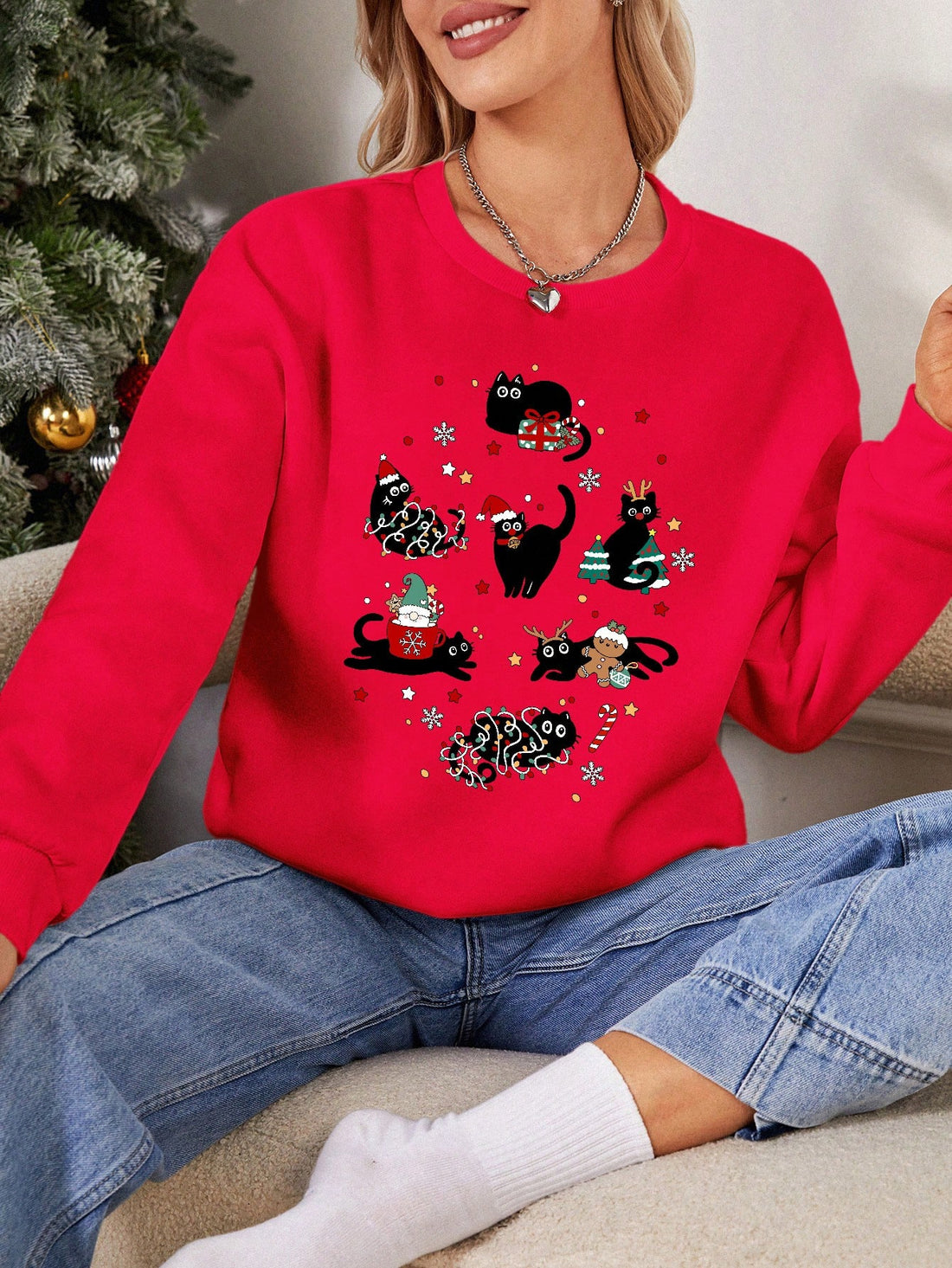 Stay cozy and stylish this autumn and winter with our Cozy Cat Graphic Hoodie. Made from high-quality fabric, this sweatshirt features a minimalist design and a cute cat graphic. Perfect for casual outings or lounging at home. Embrace comfort and fashion with our Cozy Cat Graphic Hoodie.