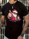 Festive Fun: Men's Christmas Cartoon Football Santa Graphic T-Shirt