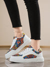 Chic & Versatile Trendy Tie-Front Flat Skateboard Shoes with Unique Contrast Prints