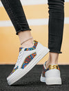 Chic & Versatile Trendy Tie-Front Flat Skateboard Shoes with Unique Contrast Prints