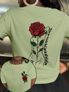 Chic & Casual: Women's Rose Letter Print Short Sleeve T-Shirt