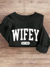 Trendy Graphic Sweatshirt with Long Sleeves and Casual Round Neck