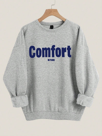 Trendy Graphic Sweatshirt with Long Sleeves and Casual Round Neck