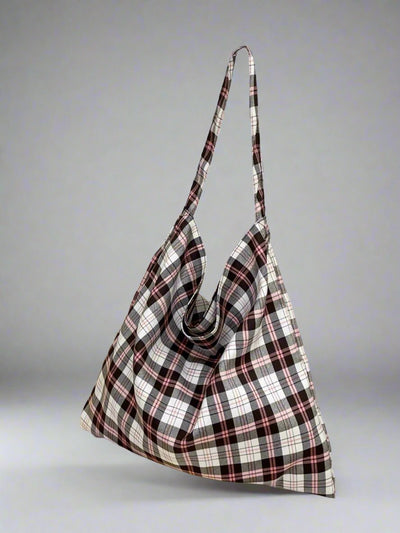 Trendy Plaid Canvas Tote Bag: Versatile Big-Capacity Shoulder Shopper for Fall/Winter