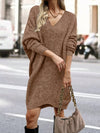 Elegant V-Neck Casual Sweater Dress for Effortless Style