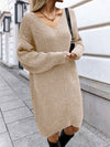 Elegant V-Neck Casual Sweater Dress for Effortless Style