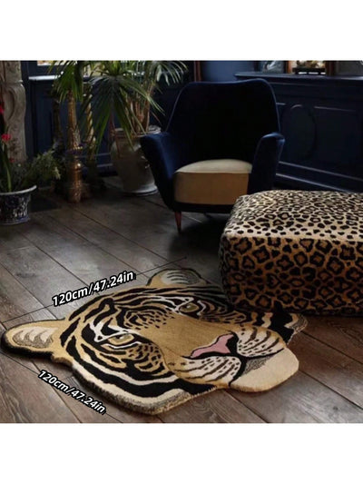 Cozy Safari: Plush Animal-Shaped Anti-Slip Floor Mat - Leopard & Tiger Design