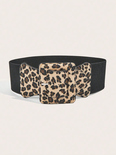 Chic Vintage Knotted Leopard Print Waist Belt with Rivet Details