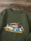 Quirky Charm: Green Headed Duck Print Fleece Sweatshirt for a Cozy Autumn/Winter Look