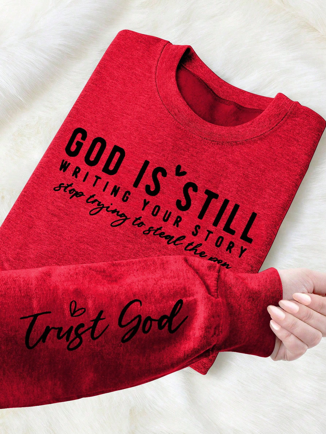 Elevate your wardrobe with our Divine Vibes Only: God Print Slogan Casual Sweatshirt. Made with high-quality materials, it features a bold, eye-catching print that showcases your faith in style. Stay comfortable and fashionable with this one-of-a-kind piece.
