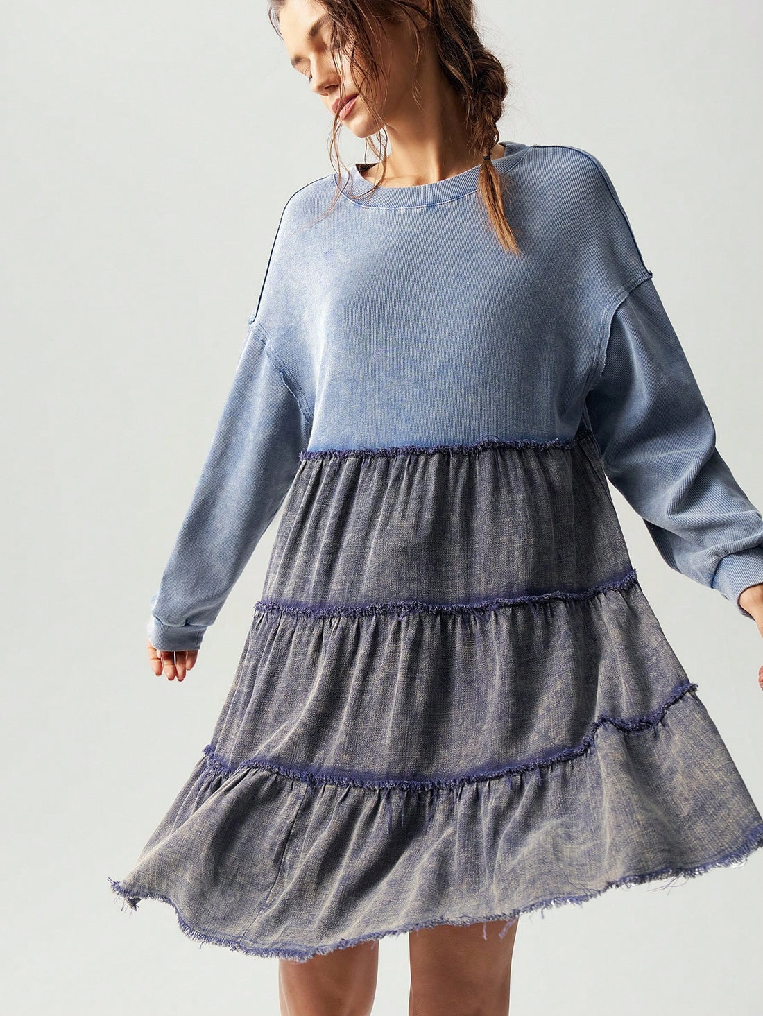 Step into vacation mode with this playful women's mini dress in a vibrant solid blue. Featuring a cozy knit insert, it blends casual comfort with flirty style, perfect for sunny days and breezy evenings. Easy to dress up or down, this dress is your go-to for effortless, fun-filled adventures.