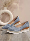 Autumn Elegance: Platform Wedge Slip-On Pumps with Waterproof Sole