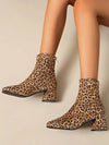 Chic Leopard Print Martin Boots with Rough Heels – Stylish Autumn Footwear for Every Occasion