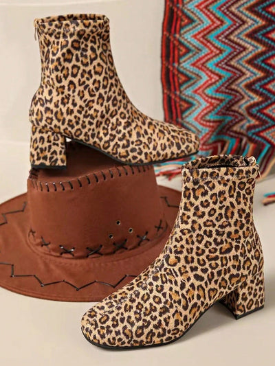 Chic Leopard Print Martin Boots with Rough Heels – Stylish Autumn Footwear for Every Occasion