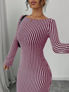 Chic Striped Backless Dress - Casual Elegance for Any Occasion