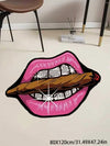 Chic Pink Lips Diamond Tobacco Carpet - Punk Style Decor for Any Room