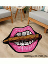 Chic Pink Lips Diamond Tobacco Carpet - Punk Style Decor for Any Room