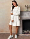 Chic Ruffle-Trim Casual Dress with Round Neck for Effortless Style