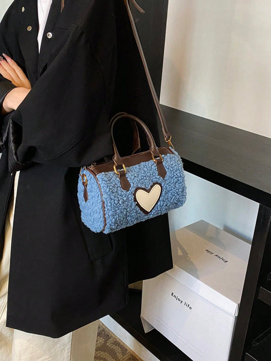 Chic Heart Plush Handbag: The Perfect Stylish Accessory for Autumn and Winter