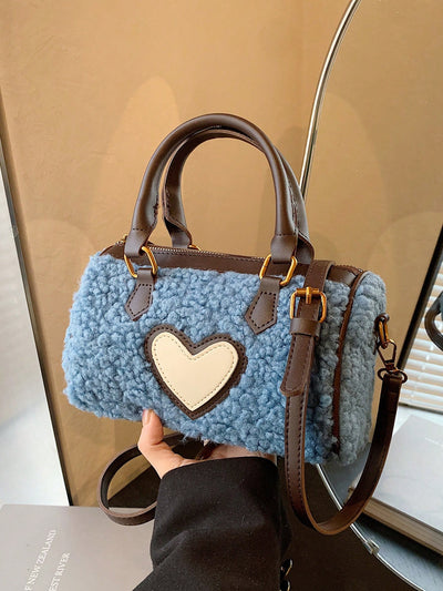 Chic Heart Plush Handbag: The Perfect Stylish Accessory for Autumn and Winter