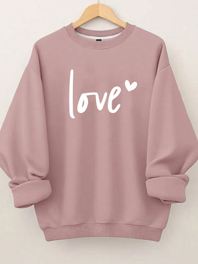 Charming Love Letter Heart Print Plus Size Sweatshirt for Women