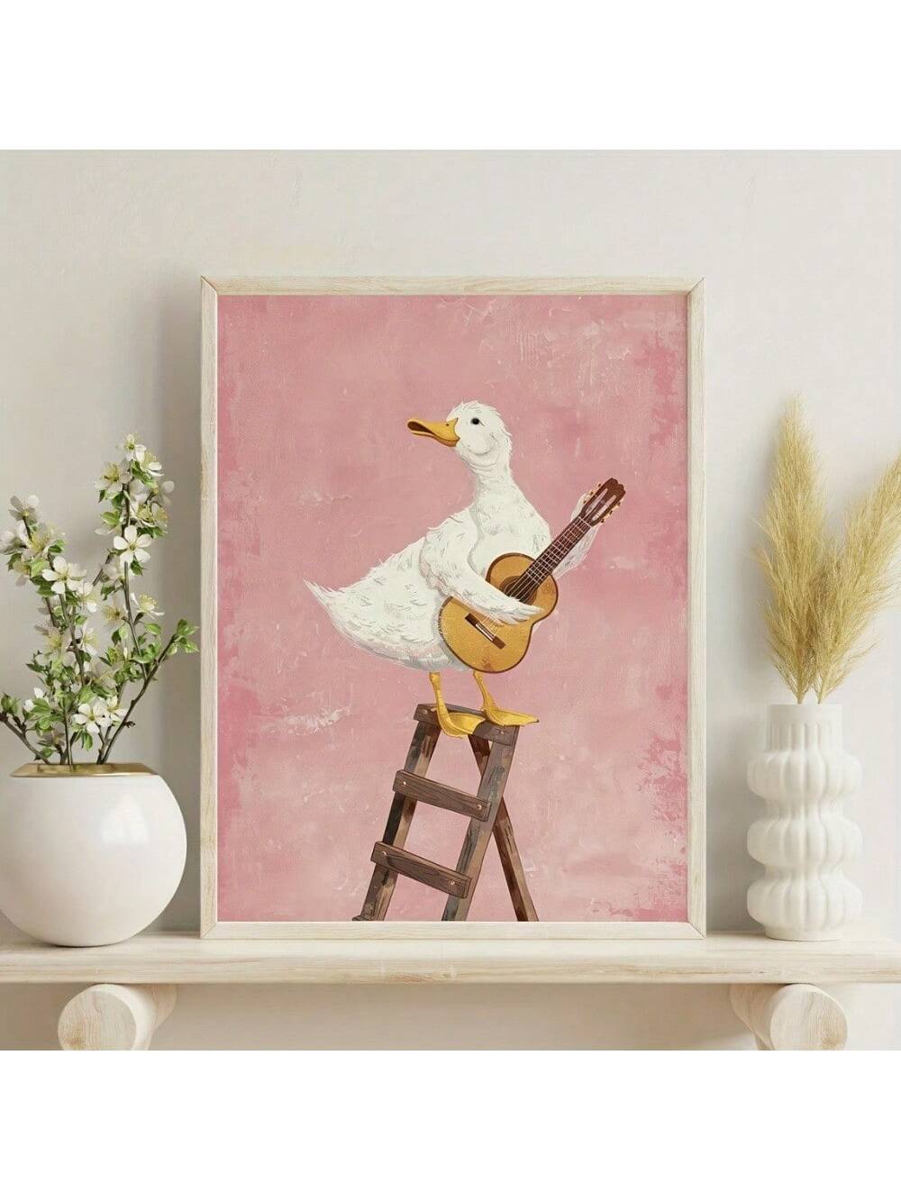 Elevate the whimsical charm of any children's room or farmhouse-inspired space with this charming goose canvas art. Featuring an adorable goose that adds a playful touch to any décor, this canvas art is a perfect addition for those looking to add a touch of character and charm. Crafted with high-quality materials, this canvas art is durable and long-lasting.