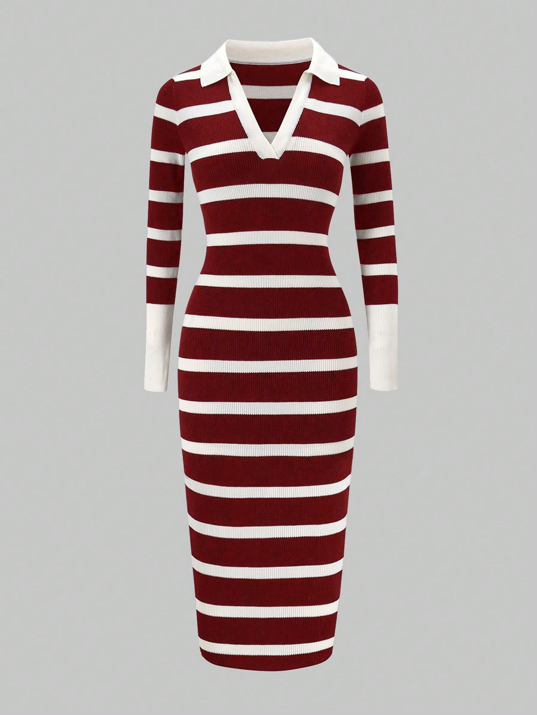 Introducing our Chic Striped Midi Dress, featuring a classic lapel collar and long sleeves. This dress exudes effortless style with its bold stripes and versatile design. Made with high-quality material, it offers comfort and durability. Perfect for any occasion, this dress will elevate your wardrobe.
