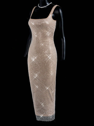 Chic Sheer Mesh Bodycon Dress - Iconic Mid-Length Elegance