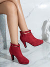 Chic & Stylish High-Heeled Waterproof Ankle Boots with Rear Zipper Closure