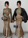 Chic & Wild: Leopard Print Bell Sleeve Maxi Dress for Effortless Elegance