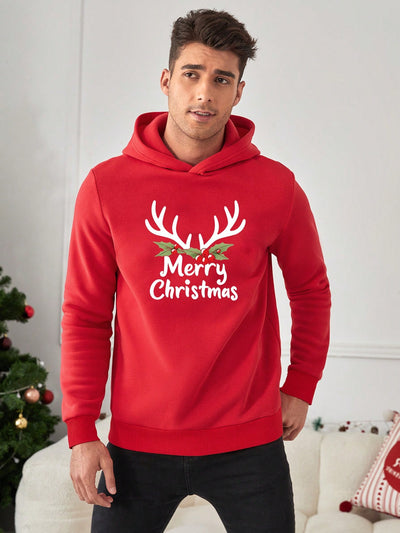 Cozy Men's Red Fleece-Lined Hoodie: Perfect for the Holidays